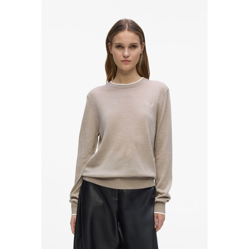 SVETR KARL LAGERFELD ESSENTIAL MERINO WOOL CREWNECK