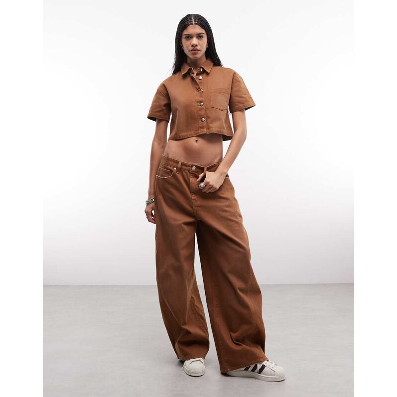 Liquor N Poker baggy horseshoe jeans co-ord in washed chocolate