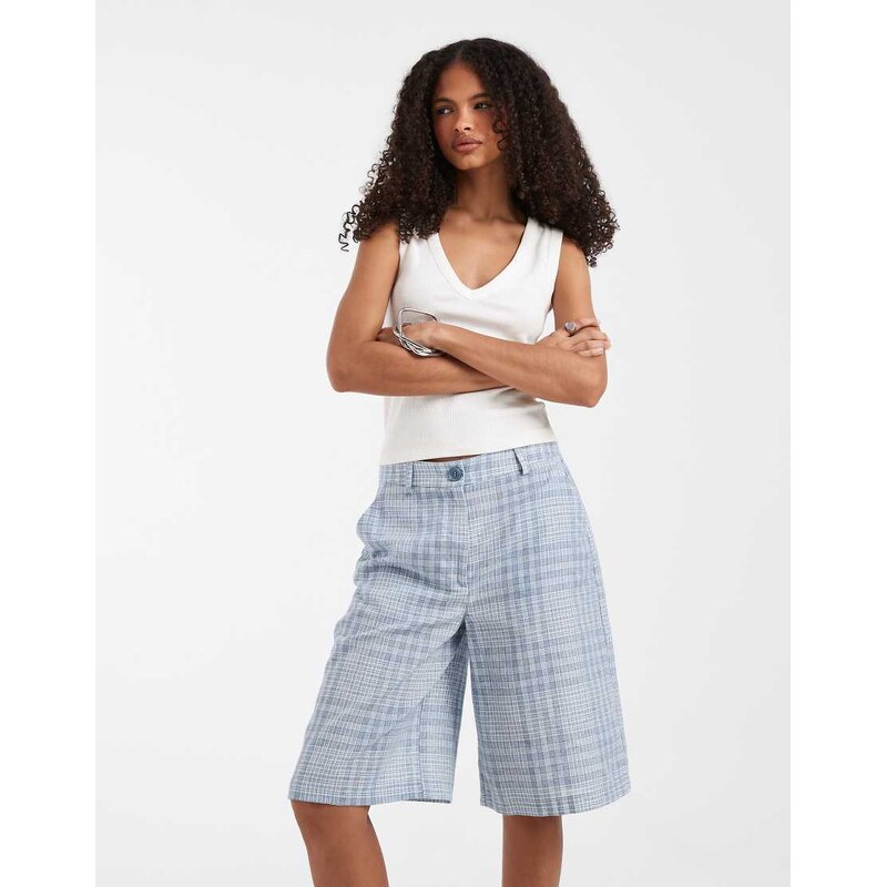 ASOS DESIGN bermuda short in blue check co-ord