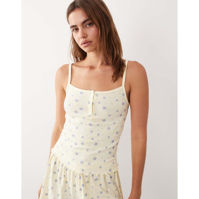 ASOS DESIGN mix & match pointelle pyjama cami in buttermilk &