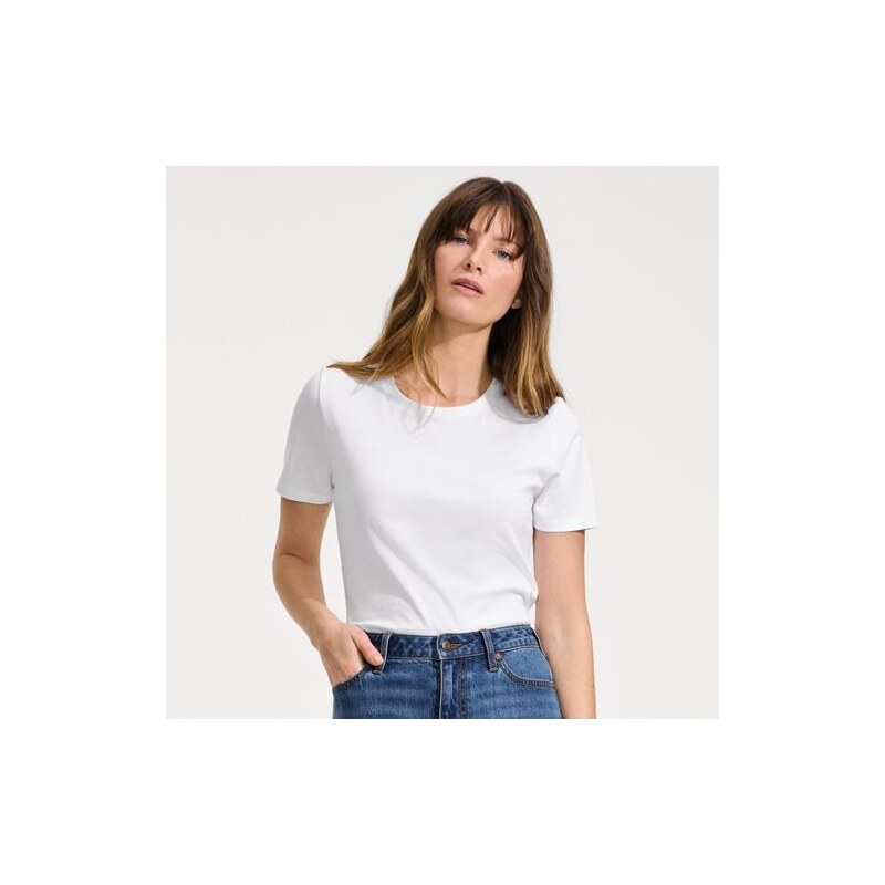 Supima Short Sleeve Crew Neck T-shirt, Women, size: L, petite,