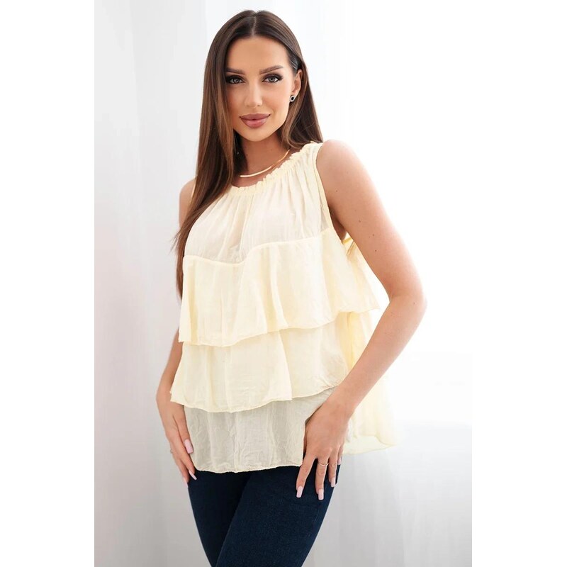 MladaModa Bavlněná halenka bez rukávů ve stylu hispánky model