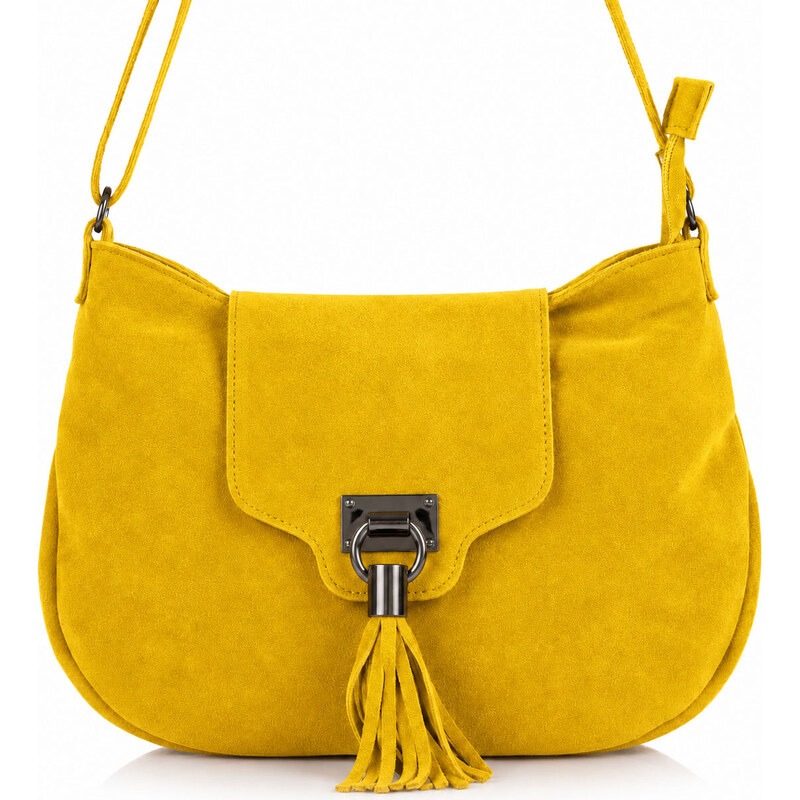 Kožená crossbody kabelka Vera Pelle VPZ55R žlutá