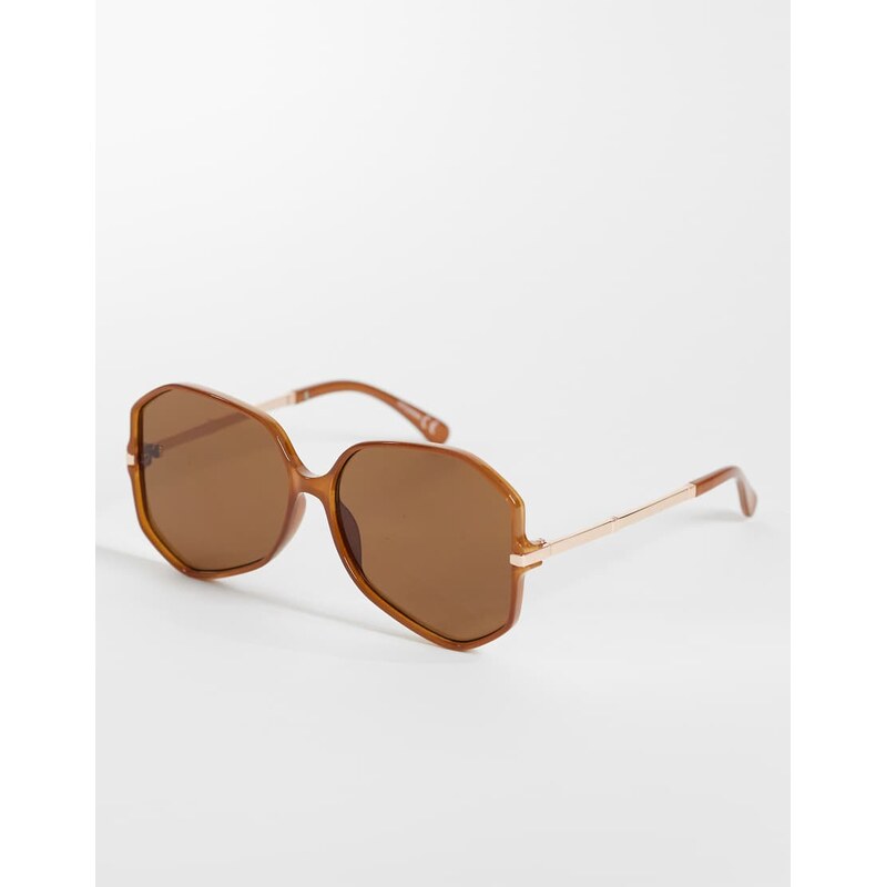 ASOS DESIGN 70s angular frame sunglasses in crystal brown