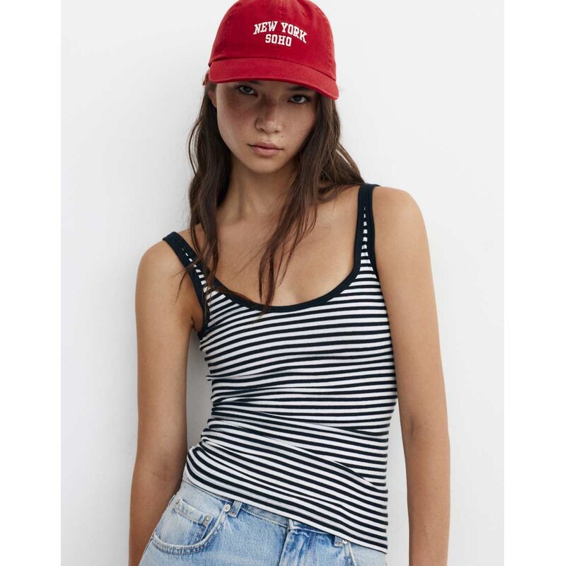 Pull&Bear New york graphic cap in red