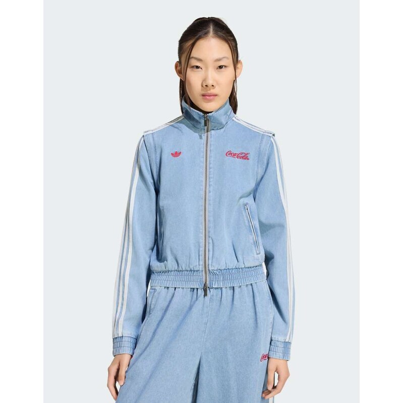 adidas Originals Firebird reg denim track top in light denim