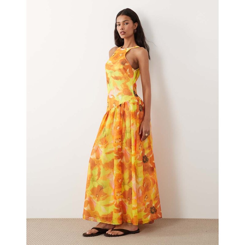 ASOS DESIGN racer back maxi dress with asymmetric waist detail