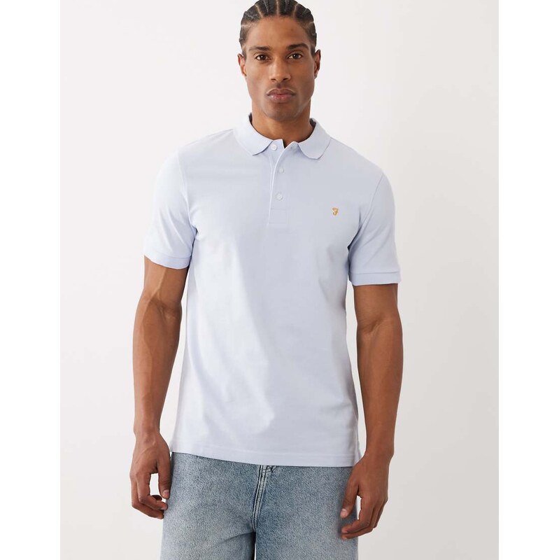 Farah Blanes short sleeve logo polo in light blue