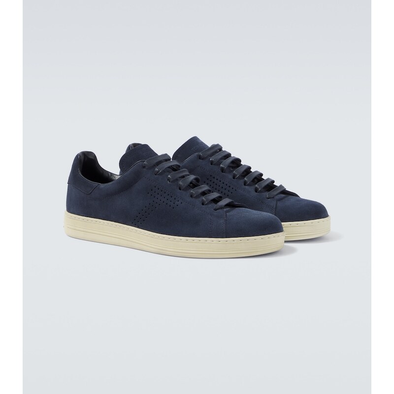 Tom Ford Warwick kůžové tenisky v Midnight Blue+Cream