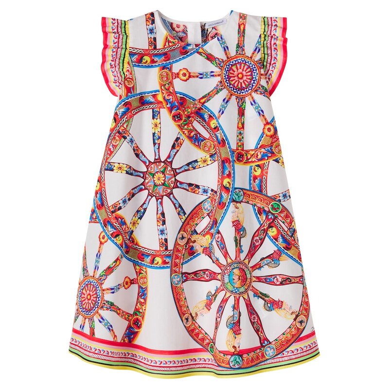 Dolce&Gabbana Kids Carretto ruffled cotton poplin dress