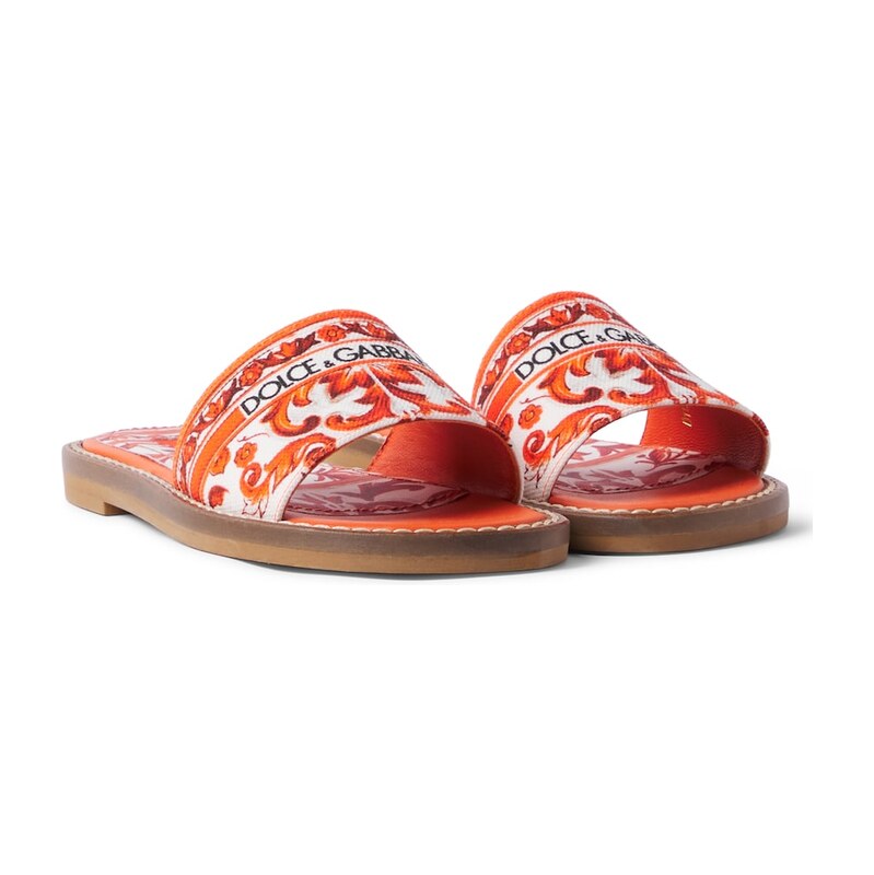 Dolce&Gabbana Kids Majolica canvas slides