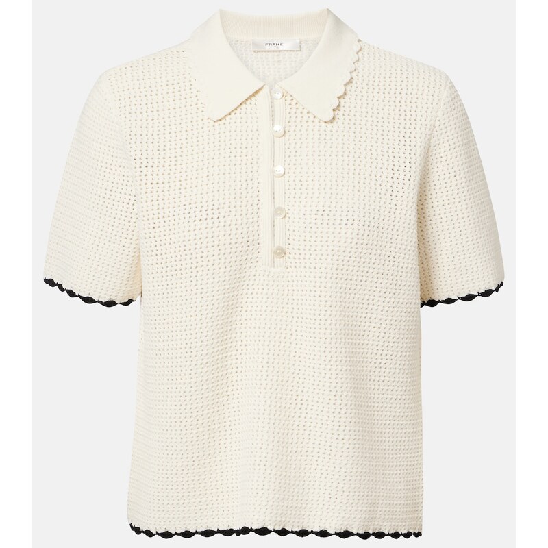 Frame Daybreak crochet scalloped polo shirt