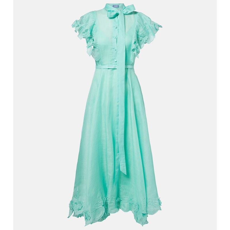 Leo Lin Elsie tie-neck linen and silk maxi dress