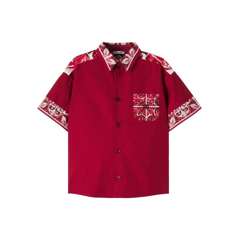 Dolce&Gabbana Kids Majolica cotton-blend poplin shirt