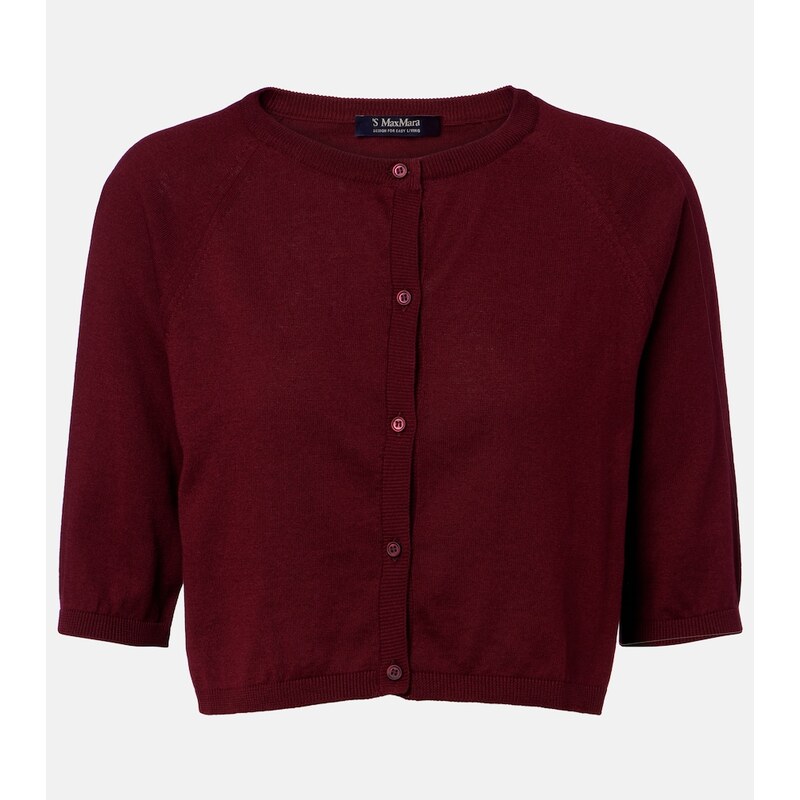 S Max Mara Cropped cotton, silk, and cashmere cardigan