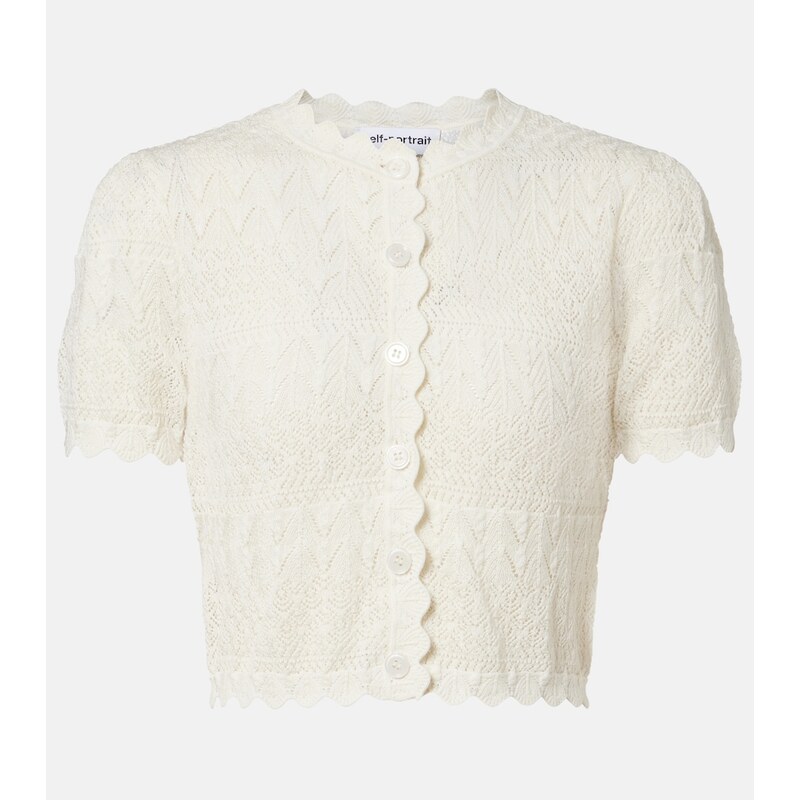 Self-Portrait Pointelle cropped cardigan