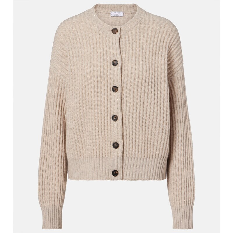 Brunello Cucinelli Ribbed-knit cashmere and wool-blend cardigan
