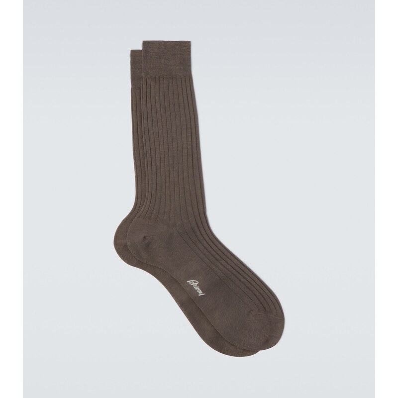 Brioni Ribbed-knit cotton socks