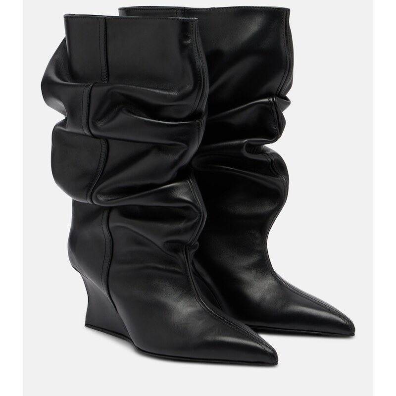 Balmain Leather wedge boots