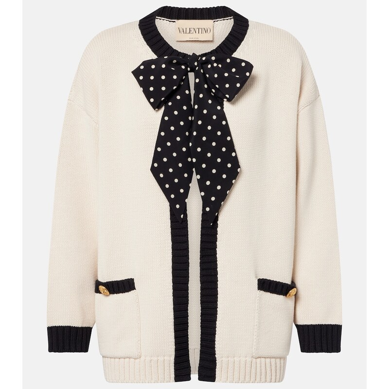 Valentino Bow-detail cotton-blend cardigan