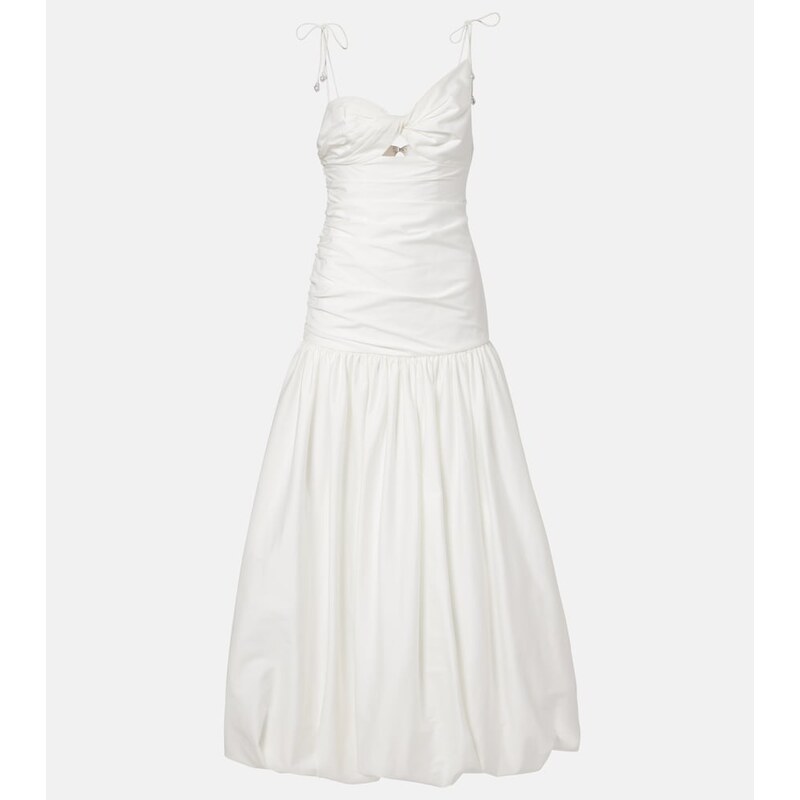 Self-Portrait Gathered cotton-blend maxi dress