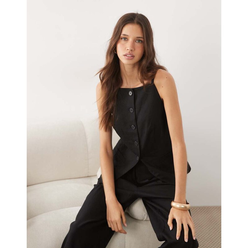 New Look co-ord strappy waistcoat in black
