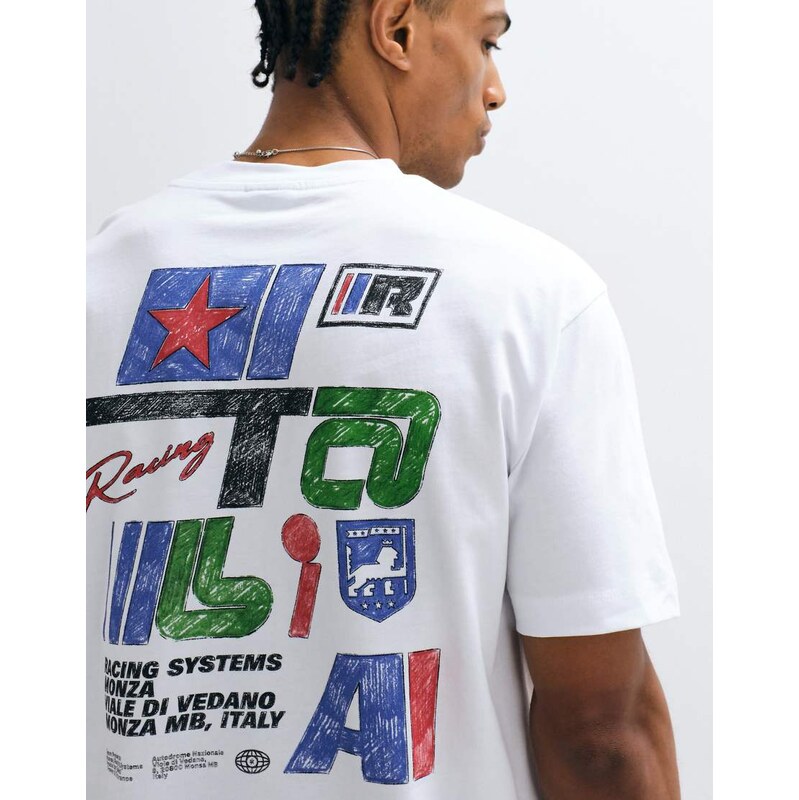 ASOS DESIGN relaxed t-shirt with Italia graphic in white