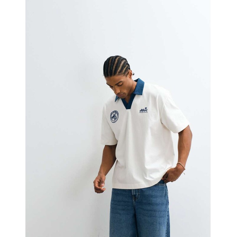 Hollister oversized short sleeve polo with contrast collar in