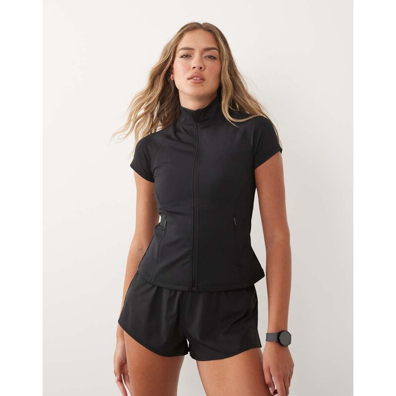 4505 active zip up short sleeve running jacket with zip pockets