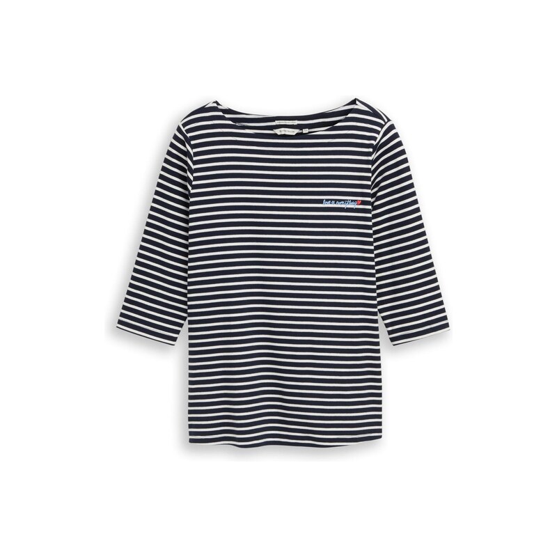 Tom Tailor Women + Tričko námořnická modř / offwhite