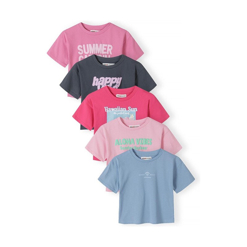 MINOTI Tričko nebeská modř / tmavě šedá / pink / růžová / světle