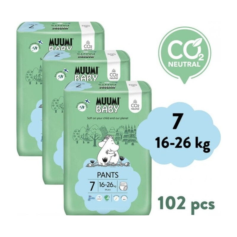 MUUMI BABY Walkers 7 XL 16-26 kg měsíční balení kalhotkových eko