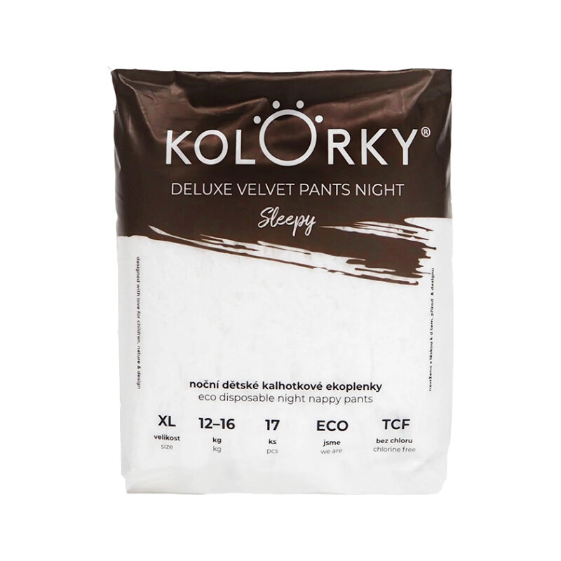 KOLORKY Deluxe Velvet noční kalhotkové plenky sleepy XL (12-16