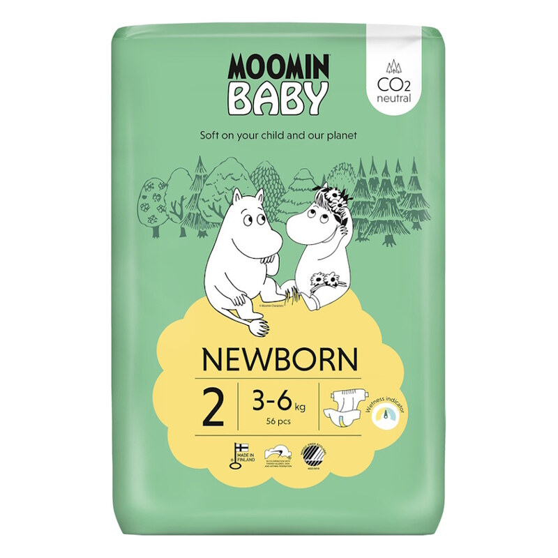 MOOMIN BABY 2 Eko pleny Newborn 3–6 kg 56 ks