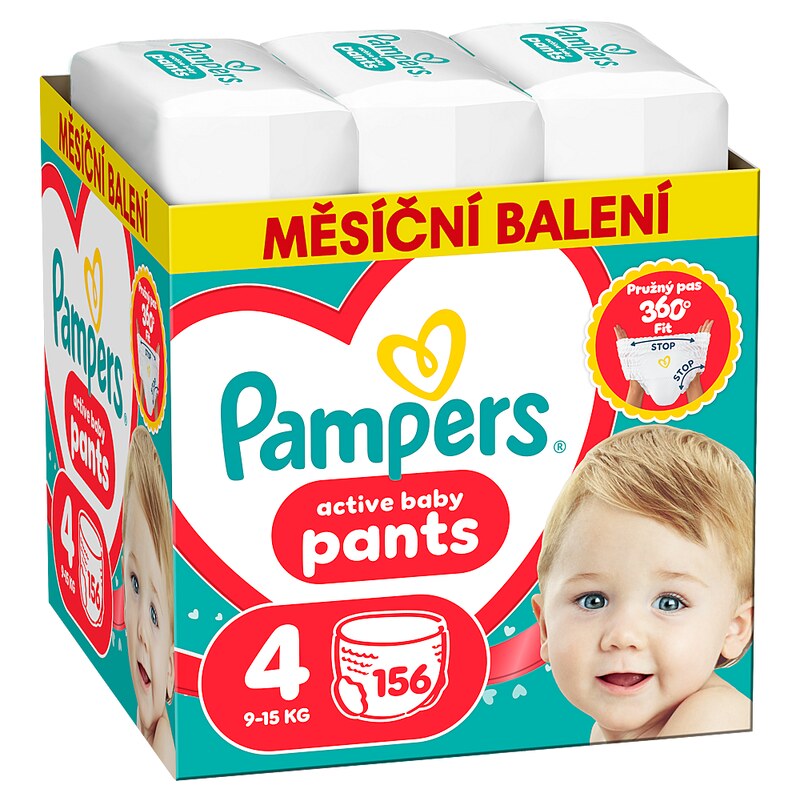 PAMPERS Active baby 4 plenkové kalhotky 9-15 kg 156 kusů