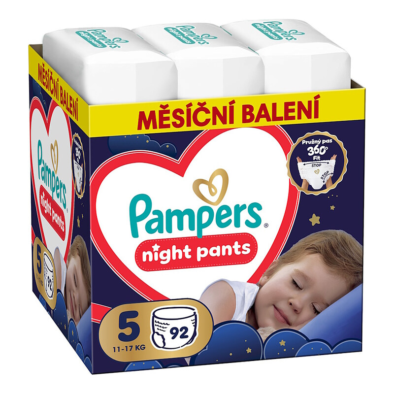 PAMPERS Pants night 5 kalhotkové plenky 11-17 kg 92 kusů