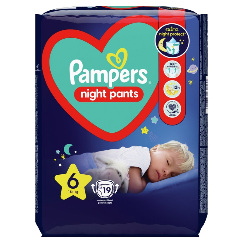 PAMPERS Pants Night 6 kalhotkové plenky 15+ kg 19 ks
