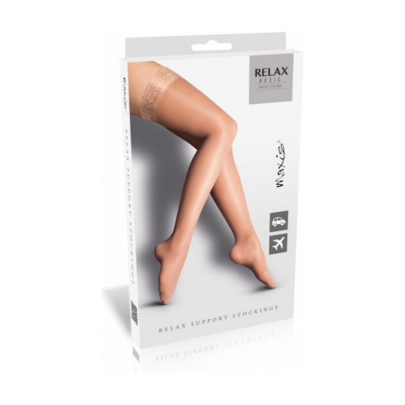 MAXIS Relax basic stehenní punčochy s krajkou světlé, Velikost: