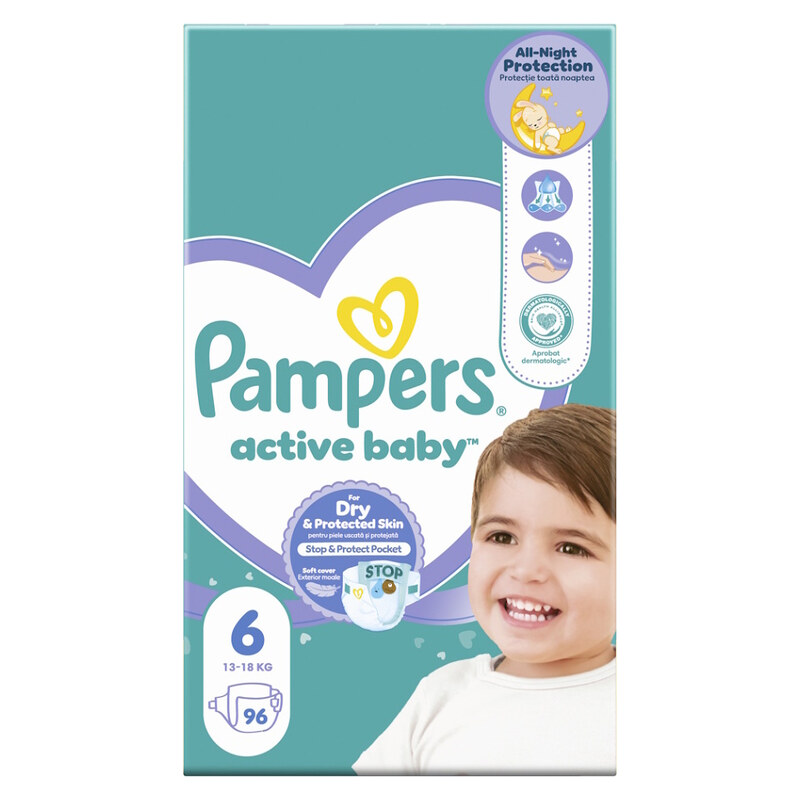 PAMPERS Active baby plenky velikost 6 pro 13 - 18 kg 96 ks