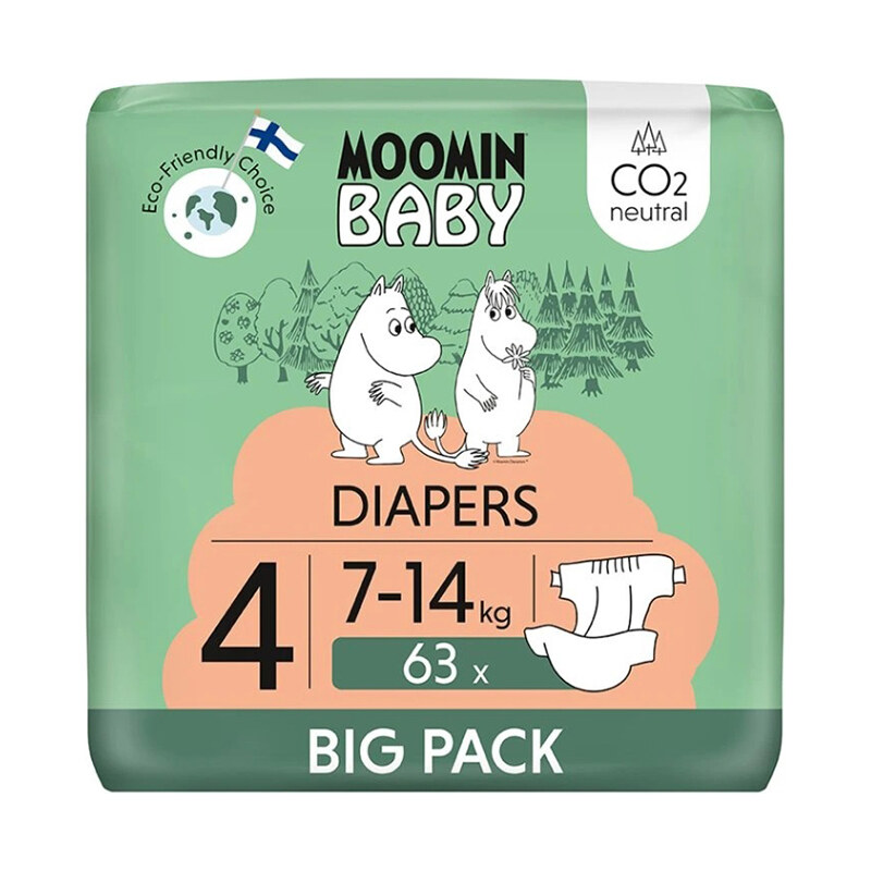 MOOMIN BABY 4 Eko plenky maxi 7-14 kg 63 kusů