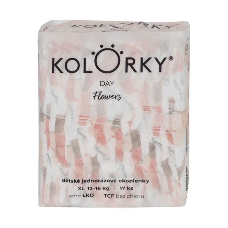 KOLORKY DAY Jednorázové EKO plenky květy XL (12-16 kg) 17 kusů