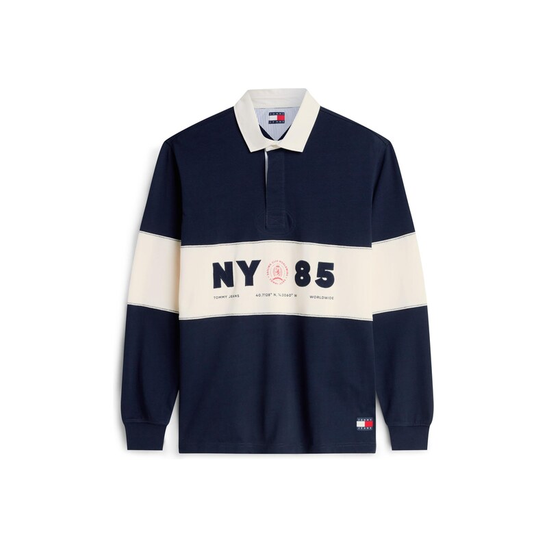 Tommy Jeans Tričko námořnická modř / světle červená / offwhite