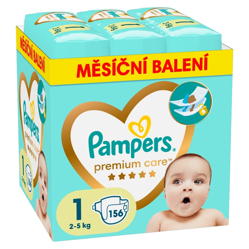 PAMPERS Premium care monthly velikost 1 plenky 2-5kg 156 kusů
