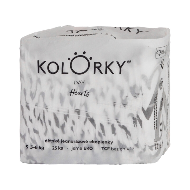 KOLORKY DAY Jednorázové EKO plenky srdce S (3-6 kg) 25 kusů