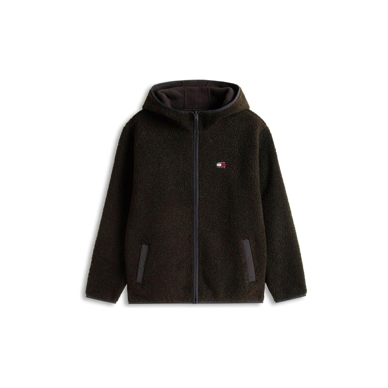 Tommy Jeans Fleecová mikina černá / bílá