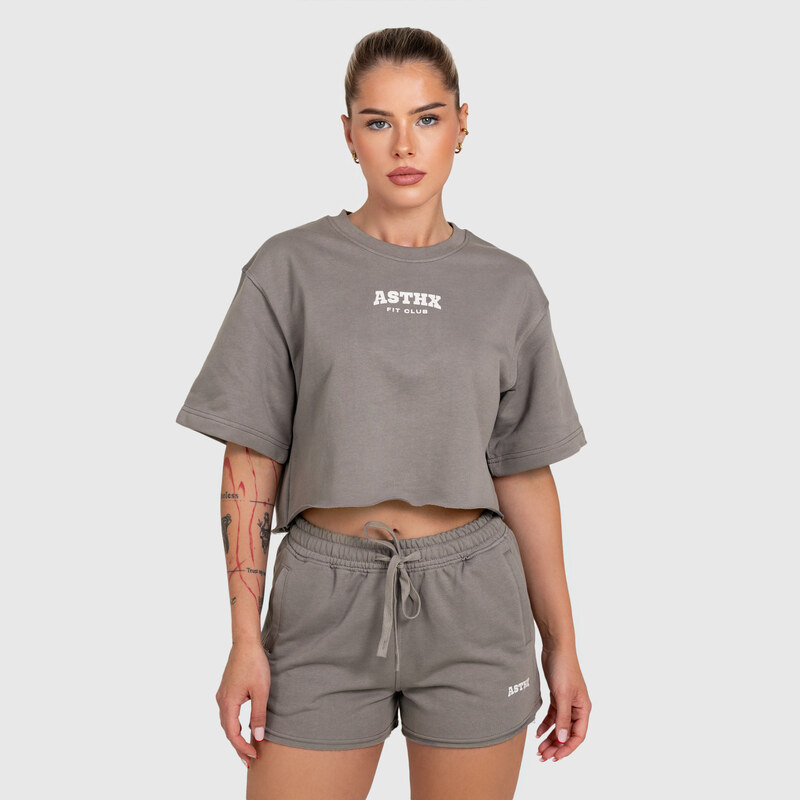 Dámský crop top Iron Aesthetics Heavy-Terry, šedý