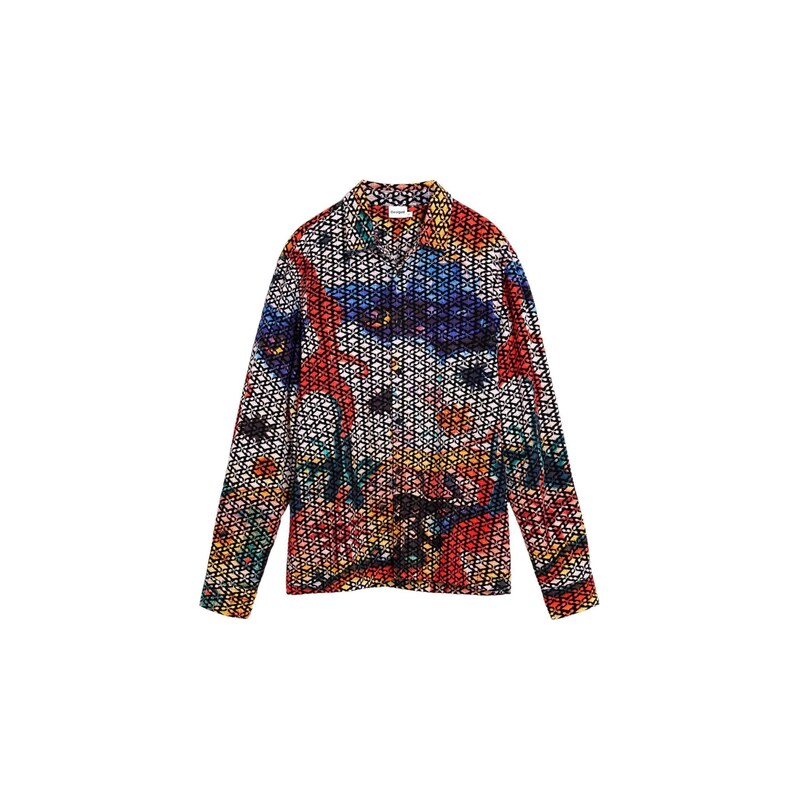 Desigual Košile kobaltová modř / žlutá / světle šedá / červená