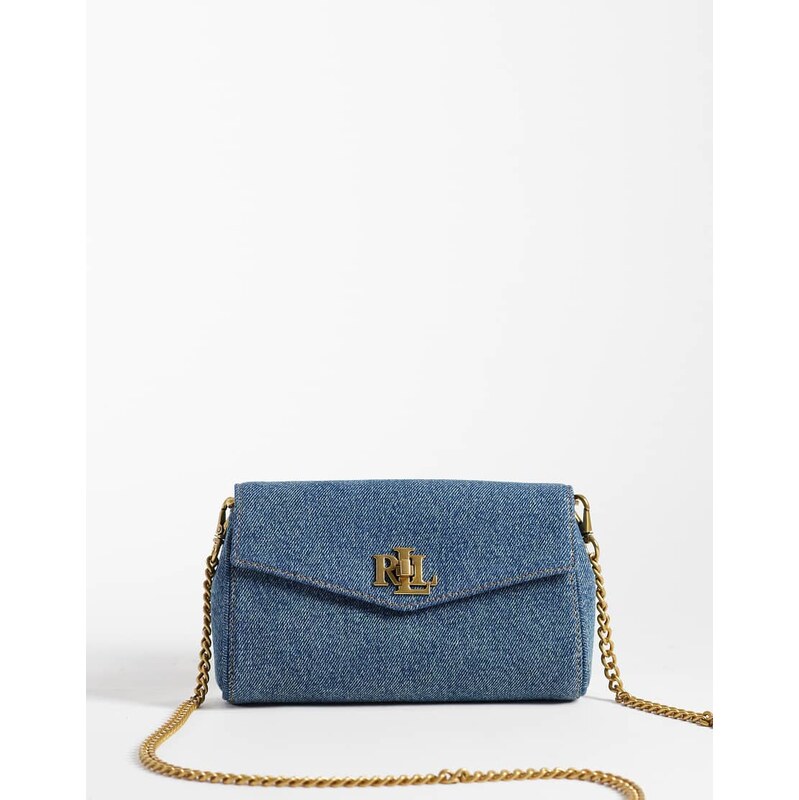 Lauren by Ralph Lauren gold buckle denim bag in blue