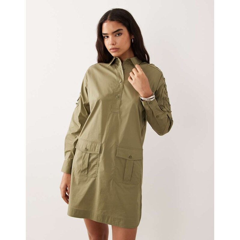 Lauren by Ralph Lauren shirt mini day dress in khaki-Green
