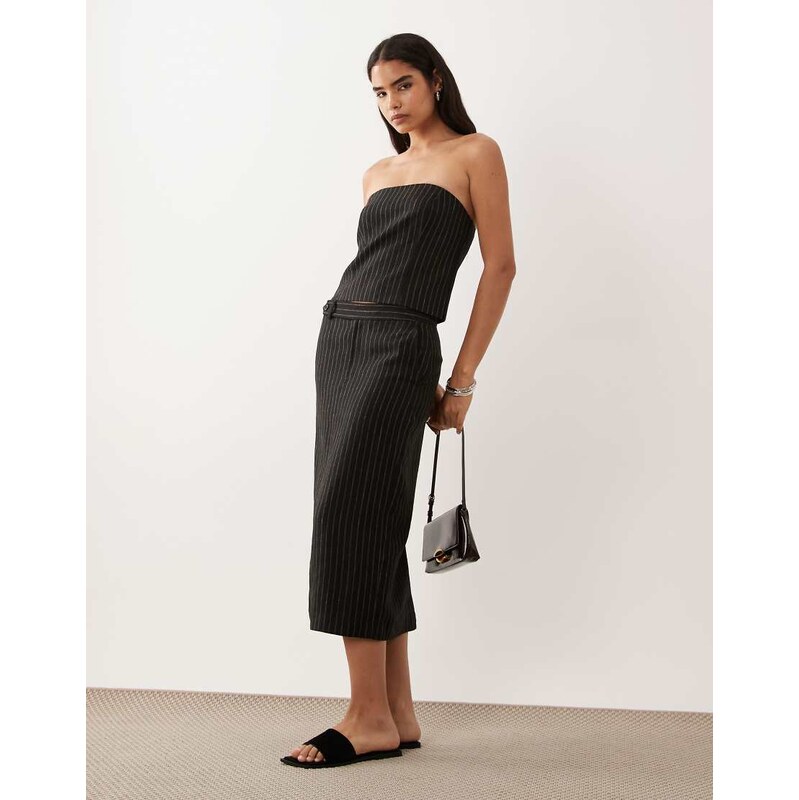 Lauren by Ralph Lauren tailored midi skirt co-ord in black